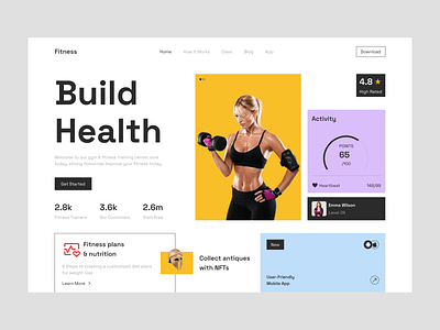 Fitness HomePage Design app fitness fitness website gym health health tracker hero section homepage homepage design landing page shakil trainer ui web design website