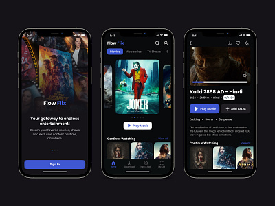 FlowFLix OTT App Design app design graphic design movies movies app ott app design series series app ui uiux