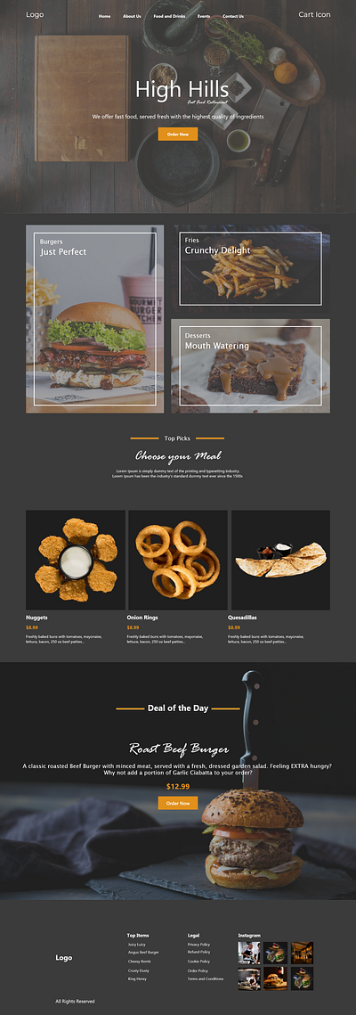 Fast Food Restaurant Website design Mockup adobe design adobe xd figjam figma figma design prototyping restaurant website design storyboarding typography ui ui ux ux web design website design wireframing xd xd design