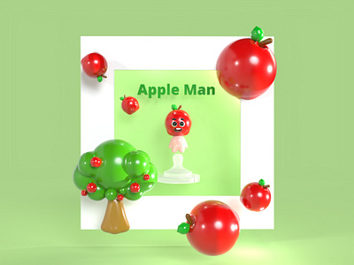 Apple Man 3d apple ip red tree