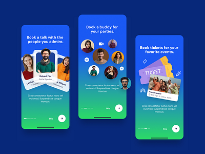 Onboarding android blue chat dating intro screens ios messages mobile app onboarding social media