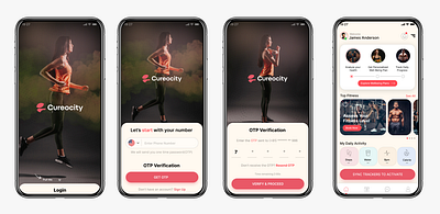 Cureocity Fitness Track App animation branding graphic design logo motion graphics ui