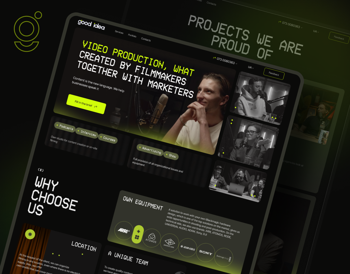 Good Idea – Web site for Video Production Agency's content creation creative agency filmakers filming editing landing page post production uxui design video video production web site youtube