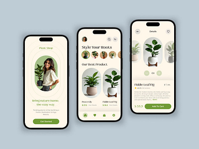 Plant Shop 🌿 design figma mobile app plant typography ui ux web design