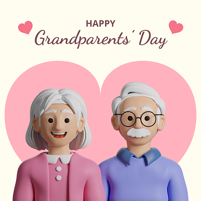 Happy Grandparents Day 3d branding design graphic design icons illustration