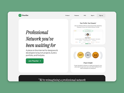 Landing Page for Peerlist challenge daily dailyui design ui