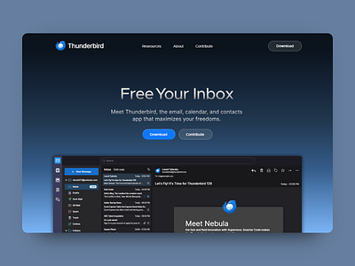 Landing Page Design for Thunderbird app challenge daily dailydesignchallenge dailyui design hero section ui ux website
