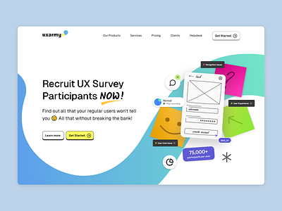 Landing Page design for UXArmy challenge daily design ui