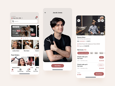 Glow android barber beauty salon being booking ios mobile app salon