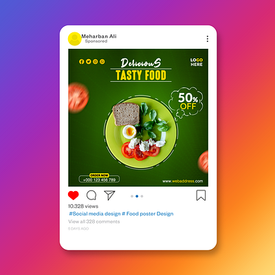 Instagram Food Post Design adobe illustrator adobe photoshop banner banner design branding brochure design flyer flyer design food flyer design graphic design illustration instagram story template logo post design social media design standee vector