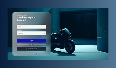 Login Display | UI deskop glassy login motorcycle signin ui uiux