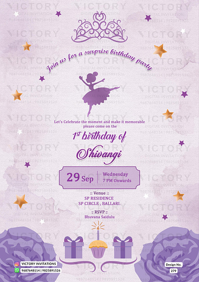 Birthday Party Invitation card in fairy design 279 birthday graphic design illustration motion graphics photoshop