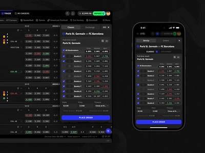 Mollybet: Trade betslip analytics app betslip betting bookmaker dark design desktop interface mobile modern mollybet neon product design sports sportsbook ui user interface ux web