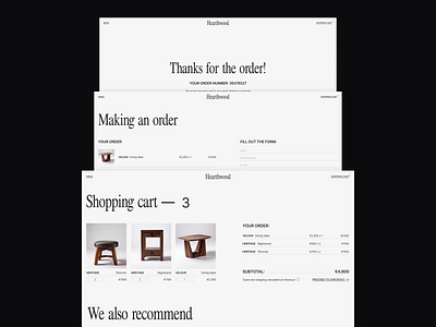 Furniture Store Ecommerce Website — Checkout Flow cart design checkout design clean design e commerce ecommerce furniture design interface interface design minimal order form product design shopping cart success page ui user interface ux uxui web design website design