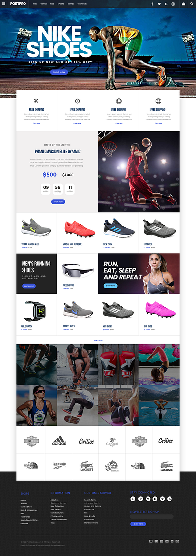 sports e-commerce website ui