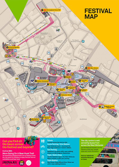 Birmingham Weekender Festival: Illustrated Event Map birmingham birmingham centre birmingham city bull ring cartography editorial editorial illustration illustrated map illustration magazine magazine illustration map map creation map design map drawing map illustration