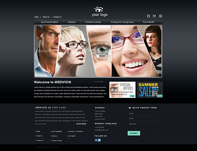 Eye Care Center website graphic design ui