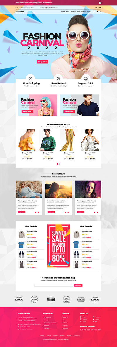 eCommerce fashion website graphic design ui