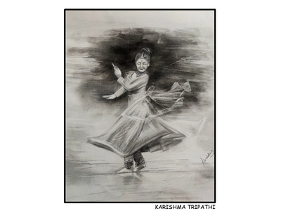 Kathak art artist brush charcoal creative dance dance move design graphite grey kathak pencil sketch