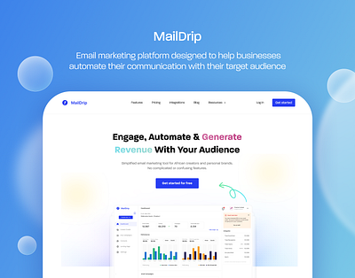 Email Marketing Platform Landing Page email marketing ui uiux web design