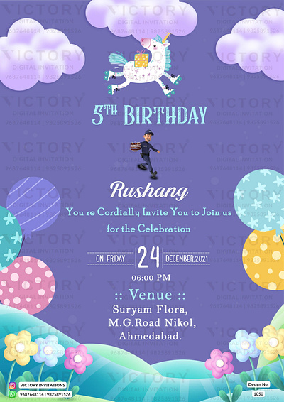 Birthday Party Invitation card in garden theme 1050 birthday graphic design illustration motion graphics photoshop