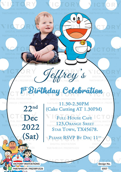 Birthday Party Invitation card in doraemon theme 1057 birthday graphic design illustration motion graphics photoshop