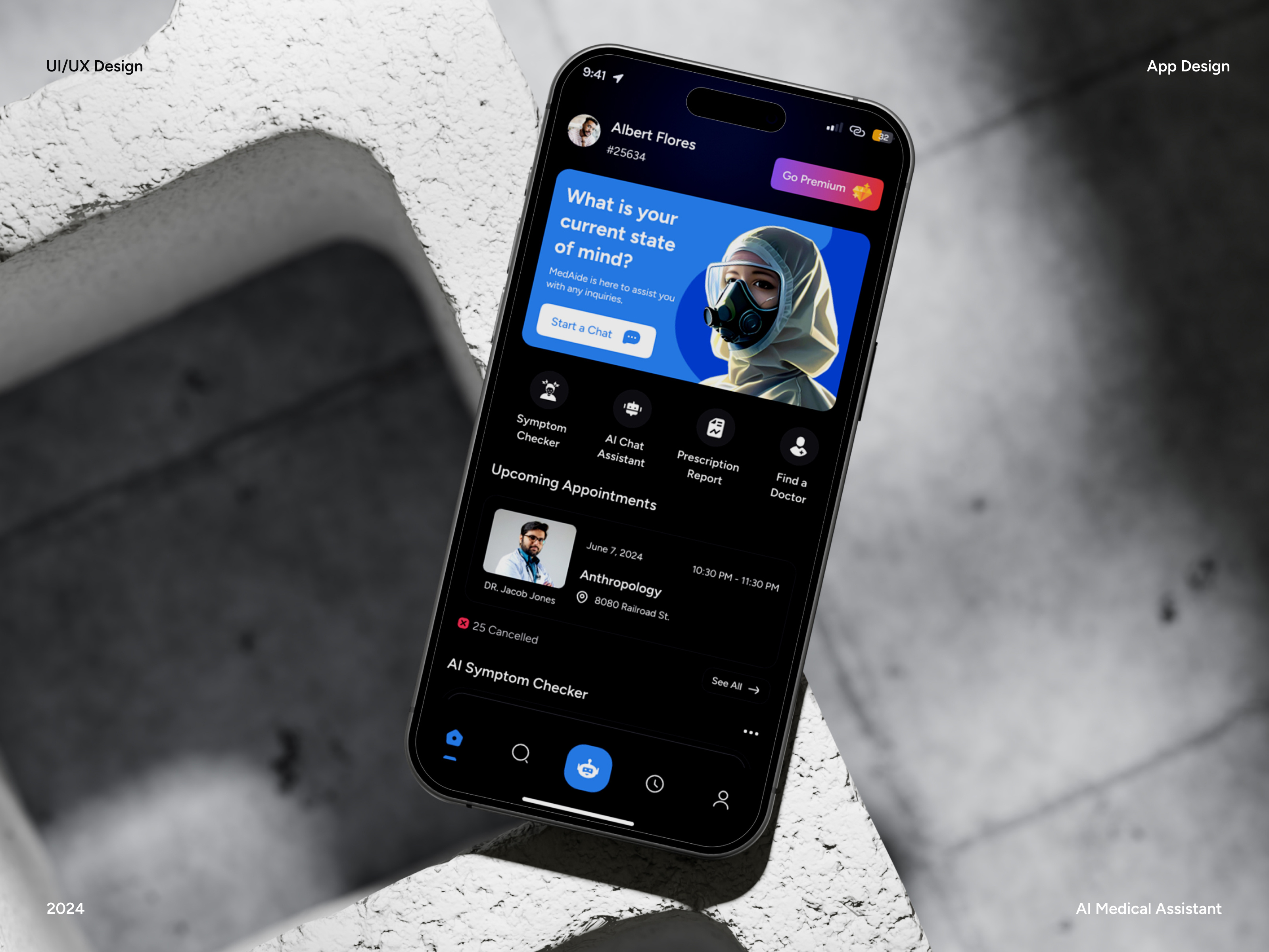AI Medical Assistant Mobile App Design ai ai medical assistant app design app ui app ui design figma medical medical app medical assistant medical chatbot medical mobile app mobile app mobile app ui ui ui design uiux ux