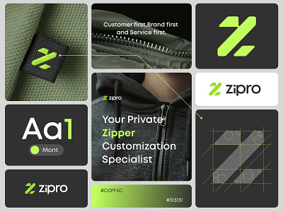 ZiPro Modern Logo branding brand identity branding brandmark clothing company garments logo logotype manufacturing monogram z zipper