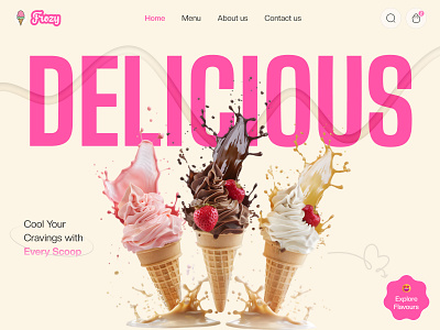 Ice Cream Shop Landing page & Branding animation branding landing page design logo mobile app design ui uiux ux