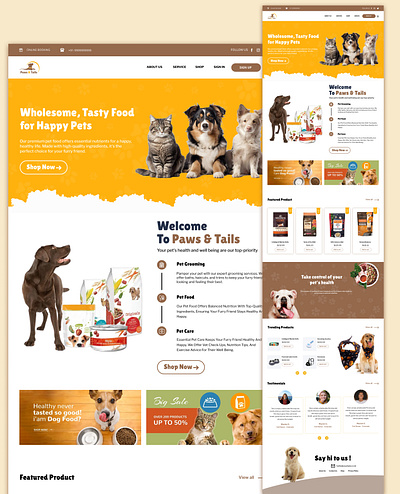 Pets Food Website Design figma landingpage petsfood ui uidesign uiux ux websitedesign