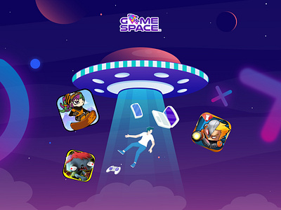 Game Space Banner Poster app branding design graphic design illustration