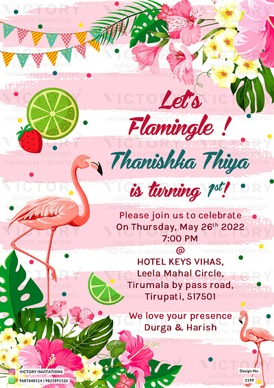 Birthday Party Invitation card in flamingo theme 1199 birthday graphic design illustration motion graphics photoshop