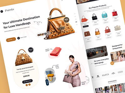 Women Bags Shop Landing page bag store bag website bags landing page clean e commerce shop fashion app fashion landing page handbags landing page design minimal outfit landing page shop landing page shopping app ui ux web design webpage website design women bag shop women bags shop landing page