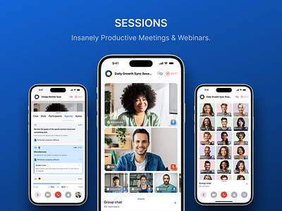 SESSIONS - App UI Design Proposal app design ios iphone layout meeting mobile ui mockup sessions ui ux zoom