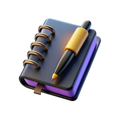 Notebook 3d graphic design illustration notebook ui