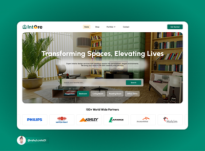 Intore - Interior Website Landing page hero section design hotel and resort website interior company website interior landing page interior website design landing page design thumbnail design ui ux design website ui design