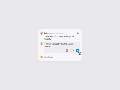 Save Edited Reply 💬 app chat clean comment communication community edit feedback ios message mobile notification product product design reply save simple web web app