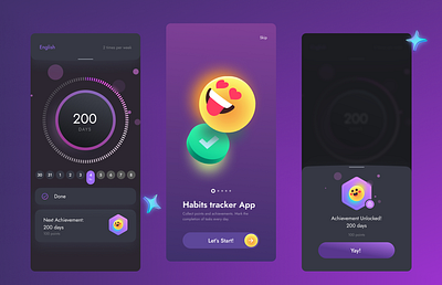 Habit Tracking App: UI Design app app design app ui app uiux appui design graphic design gui tracking app ui uiux