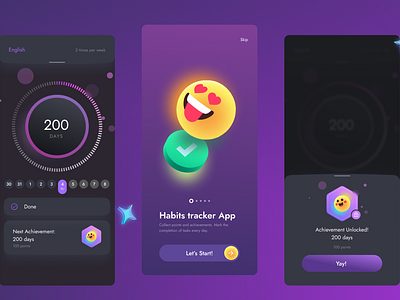 Habit Tracking App: UI Design app app design app ui app uiux appui design graphic design gui tracking app ui uiux