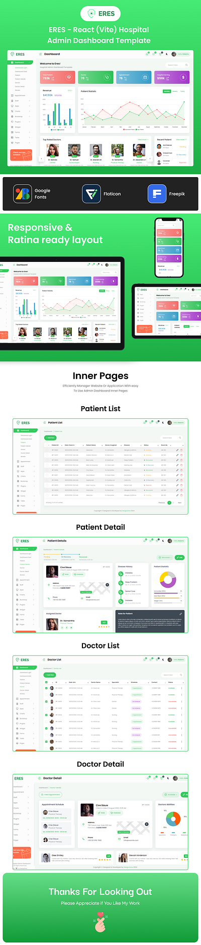 ERES - React (Vite) Hospital Admin Dashboard Template 3d animation branding creative design graphic design illustration logo motion graphics product design template ui uiux user experience user interface web web design website