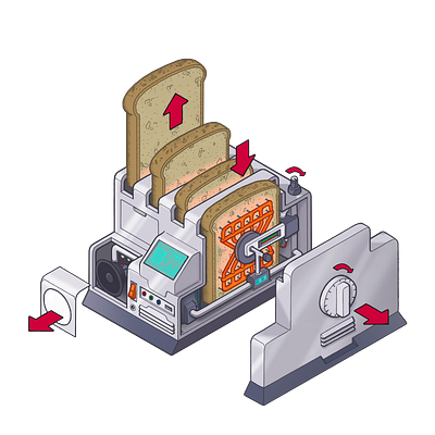 Inner Workings of a Toaster blocks geometric graphic design illustration isometric structural