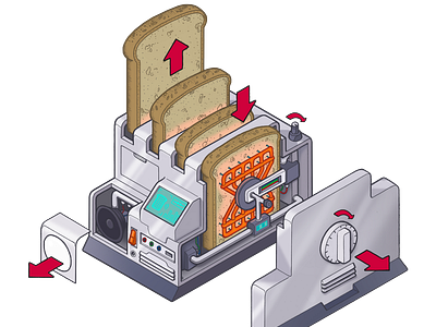 Inner Workings of a Toaster blocks geometric graphic design illustration isometric structural