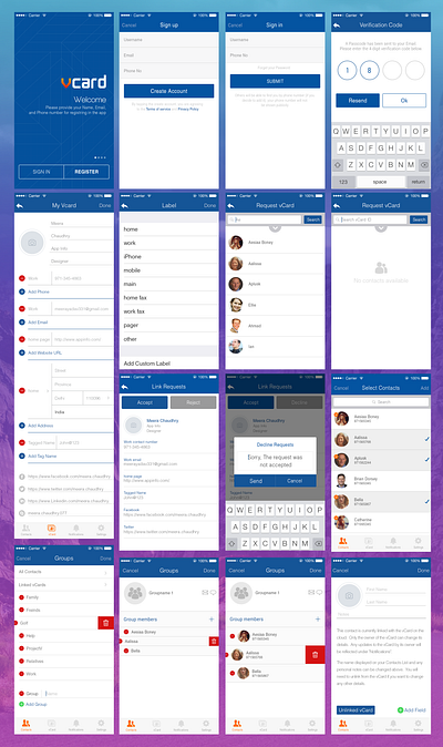 Vcard App ui