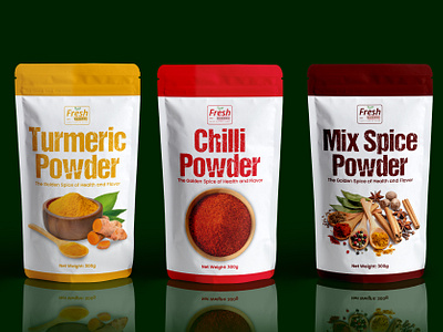 Spices Pouch Packaging Design chilli package design mix spice packet design package design packaging packaging design pouch design pouch packaging design product design product label turmeric pouch design