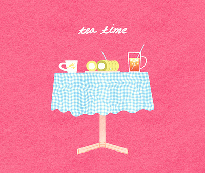 Tea Time with Osulloc Green Tea Roll Cake art artwork beverage design dessert greentea handwriting illust illustration ipad lettering pattern photoshop rollcake table tablecloth teatime