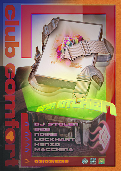 Super Kitchen - Club Comfort Promo Poster 3d branding design graphic design music poster promotional