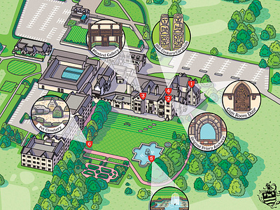 Illustrated Map for Marriott Breadsall Priory Hotel cartography digital art hotel map illustrated map illustration information map map map drawing map illustration photoshop illustration tourism map tourist information tourist map