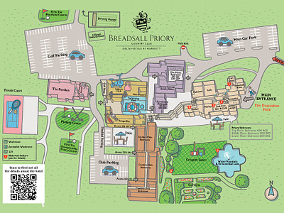 Illustrated Map for Marriott Breadsall Priory Hotel cartography digital art hotel map illustrated map illustration information map map map drawing map illustration photoshop illustration tourism map tourist information tourist map