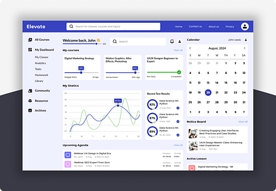 Online Learning Dashboard Design dashboard ui ux web design