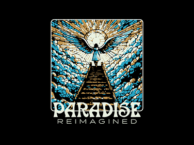 Paradise Reimagined angel illustrator paradise staircase tshirt vector